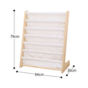 Solid Wood Floor-standing Mobile Wheel Childrens Reading Area Wall-dependent Fabric Bookshelf Baby Picture Book Stand