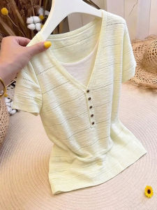 CHOEFULYN | Elegant Slimming Color Block T-Shirt Women Summer