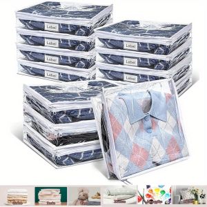 1pc Clear Zippered Storage Bags Plastic Sweater Storage Bags with Zipper Clothing Organizer for Blankets Bed Sheet Quilt Clothes