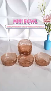 YESALL Mangkok Diamond Kecil 13cm Motif Ombak Transparan Aesthetic - Transparan Bowl List Gold Transparent Mangkuk Salad Sayur List Emas Mangkok Salad Buah Transparan Estetik Serbaguna - Mangkok Plastik Motif Bunga Bahan Plastic