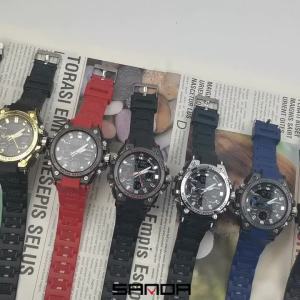 SAMDA New Sport Watches For Men 50M Waterproof LED Clock Alarm Dual Display Quartz Wristwatch Military Resisitant Mens Watch