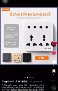 Ổ cắm điện Marc Lichte xám 10 lỗ 16A âm tường chính hãng chống cháy nổ chuẩn Châu Âu giá Việt Nam