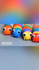 Mainan sensory bayi caterpillar fidget slug / mainan siput ulat pelangi Finger slug sensory Toy FA