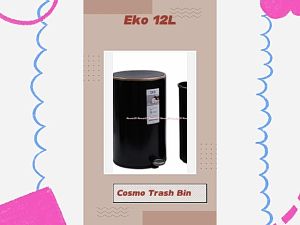 Eko 12L Cosmo Trash Bin Pedal Soft Close: Tempat Sampah Dengan Injakan Warna Hitam Dilengkapi Inner Bucket