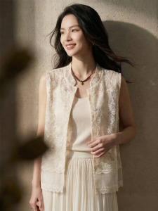 Misoshine | Elegant & Soft Chinese-style Stand-up Lace Cotton Straight Tank Top