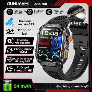 Đồng Hồ Thông Minh GPS Bluetooth Gọi Điện Năm 2025 Dành Cho Nam Màn Hình AMOLED Thể Thao Ngoài Trời Pin 540mAh Đo Nhịp Tim Quân Sự Chống Nước 3ATM Tích Hợp La Bàn
