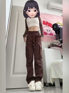 Joggers Pants for Women Loose High Waist Pants Pants For Women New Style 2024 Khaki Multi-pocket Overalls Wide Leg Pants For Women