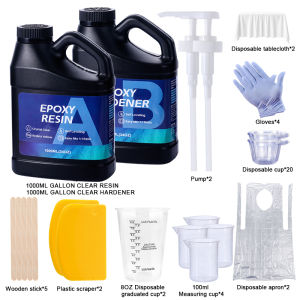 2000ML Epoxy Resin Kit 1:1 Ratio Crystal Clear Epoxy Resin Bubble-Free Anti-Yellowing Resin for Casting DIY Resin Art Molds