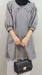 CARLINA Tunik Kotak Flane Nilu Ruffle Kra Tartan