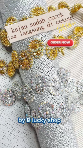 Aplikasi permata diamond bentuk kipas cangkang 3 d gold silver mewah per 50 cm