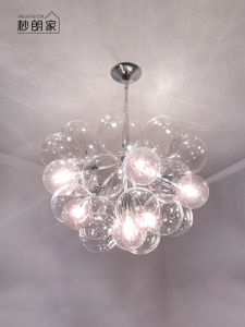 Nordic Style Glass Bubble Ceiling Light Living Room Dining Room Bedroom Modern Simple Suspension Lamp LED Light Source Included