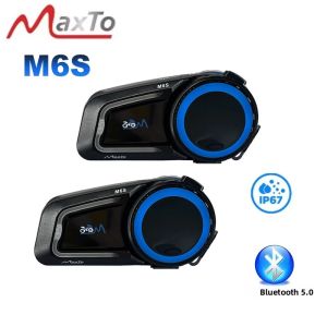 Tai Nghe Bluetooth Intercom Maxto M6s Cho Mũ Bảo Hiểm Xe Máy Phạm Vi 1000m Chống Nước IP67 Có Chức Năng Chia Sẻ Nhạc Cho Xe Máy