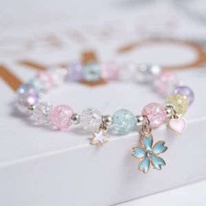 Makersland Sweet Bead Bracelet For Children Women Cute Flower Pendant Bracelets Kids Girls Charm Jewellery Gifts Wholesale