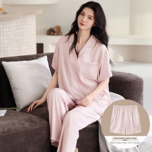 Nanjiren | Summer Silk Thin Three-piece Pajamas Set