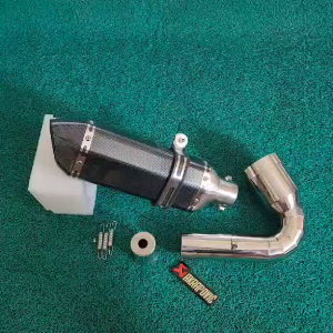 Dominar UG stainless elbow with akraphovic 370 canister with silencer