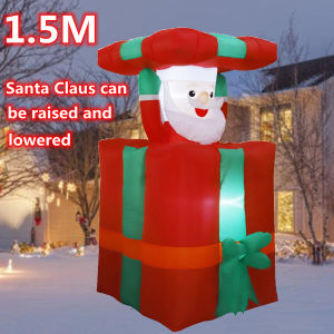 5FT Christmas Inflatable Santa Claus Automatic Up and Down Built-in LED Lights Christmas Decoration for Outdoor Yard Garden Lawn