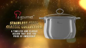 La gourmet Classic 24cm Stainless Steel Casserole with Glass Lid