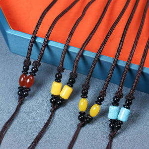 Handcrafted Gold Pendant Cord Necklace for Men And Women High End Jade Carving Hanging Ornament Rope Durable Material