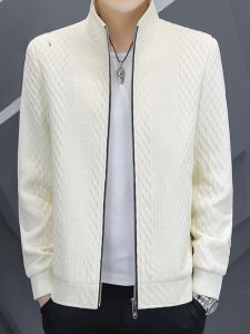 ROMON | Lormen Mens Knitted Jacket Autumn Winter New Style Fleece Lined Thick Warm Zipper Stand Collar Workwear Clothes Fashionable