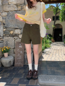 NIHAOKANONG | Quần Short Jean Xanh Olive