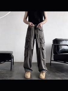 NEW WESTERN Men and womens fashion multi -bag work pants 6 bags of pants all cotton