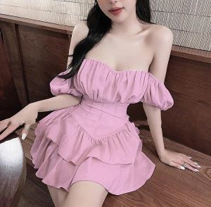 [SẴN NEW SIZE M]_MÃ S02_Set bộ áo trễ vai cách điệu kèm chân váy xếp li