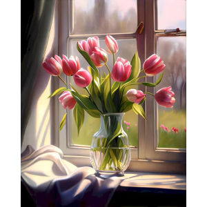 Acrylic Paint By Numbers Flower Scenery Painting By Numbers on Canvas Coloring By Number for Adults Paint Digital Art