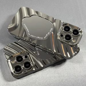 Ins Style Silver Plated Mirror Phone Case with Bracelet for Huawei Pura70 Ultra Protective Shell Anti-Fall Silicone Material