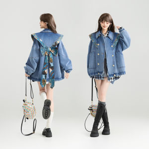 KEIKO | Áo Khoác Jeans Phong Cách Truyền Thống Có Nơ Trang Trí Form Rộng