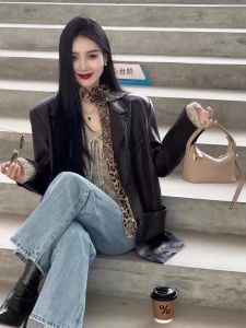 Khăn Choàng Lông Da Báo Mỹ Cổ Điển Phụ Kiện Thời Trang Kẹp Hoa Khăn Choàng Dài Cá Tính Khăn Choàng Cổ Thời Trang