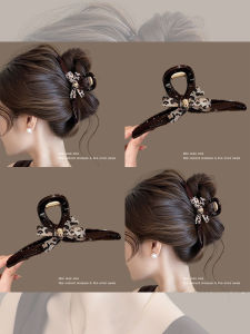 NING ZHOU | Premium Leopard Bow Shark Hair Clip Large