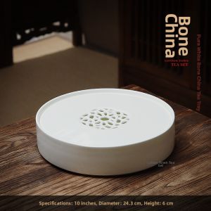 MIANXIAOCHENG | Ultra-thin Pure White Bone China Round Tea Tray
