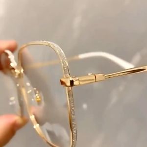 2024 Women Glasses With Grade 0-550° Anti-blue Light Anti Radiation Metal Square Frame Nearsighted Eyeglasses