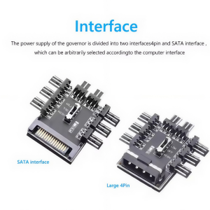 12V SATA/4PIN 1 to 8 3-pin power socket PCB adapter/splitter/cooling fan hub 2-level speed control PC computer IDE Molex.