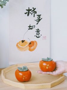 Original Couple Peach Blossom Bud Ceramic Jar Japanese Style Decorative Storage Container for Wedding Snacks Dried Fruits