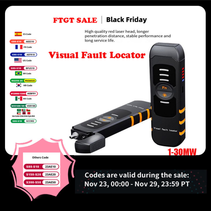 VFL 30KM 10MW 30MW Fiber Optic Tester Pen Tool FTTH Red Laser Optical