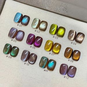 ยาทาเล็บเจล MIANEL 10 มล. สีน้ำตาลกาแฟทะเลทราย สีเขียวประกาย แคทอาย พร้อมเม็ดแก้วสีฟ้าม่วง สำหรับทำเล็บคริสต์มาส เล็บสีน้ำตาล