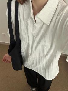 Áo Thun Polo Tay Ngắn Màu Trắng Họa Tiết Ngô Cổ Chữ V Cho Nam Mùa Hè Thường Ngày Thường Ngày Tay Lửng Tay Ngắn Cổ Điển