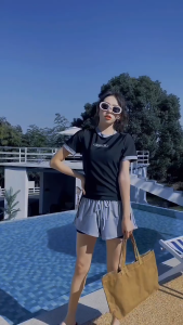 LALUNA SWIM ชุดว่ายน้ำ 2 ชิ้น ชุดว่ายน้ำหญิง ชุดว่ายน้ำขาสั้น ไซส์ M-XL | น้ำหนัก 40-65 กก. BK-252