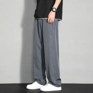 New 2025 Mens Casual Pants Breathable Summer Sporty Straight Leg Youth Versatile Wide Leg Long Trousers Fashionable Streetwear