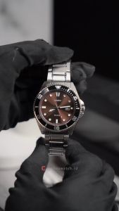 Jam Tangan Pria Casio Sporty MDV-107D-5A Brown Dial Silver Stainless Steel Band