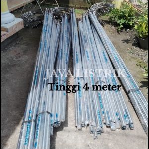 TIANG LAMPU JALAN STENLIS PANJANG 4 METER FULLSET
