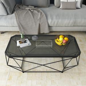 Simple Small Apartment Coffee Table Creative Living Room Rectangular Iron Glass Table Internet-Popular Homestay Clothing Store Modern Minimalist