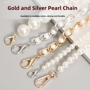 Handmade DIY Pearl Chain Crossbody Bag Accessories Weaving Handbag Chains Shoulder Strap Versatile Pearl Handbag Parts