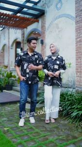 Kemaja Pria Abstrak Retro Vintage Lengen Pendek kasual Retro Rayon Import Motif Abstrak