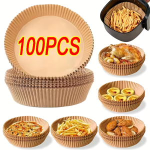 100pcs Disposable Air Fryer Paper / Round Airfryer Paper Liners / Non-Stick and Oil Proof Oven Baking Paper / Kitchen AirFryer Baking Paper Accessories