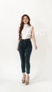 Celana Midi Jeans - Celana Midi Black FY - Midi Jeans Wanita Terbaru