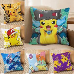 Bandai | Pokemon Monster Collection Anime Plush Pillow Cover Soft Short Plush Cushion Cover For Sofa Bedroom Home Decor Gift