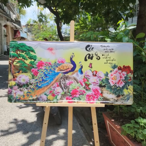 Tranh Chữ Thư Pháp Chủ Đề Cha mẹ Chất Liệu In Gỗ Tráng Gương Treo Tường Nghệ Thuật