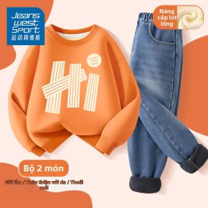 JEANSWEST SPORT | Bộ Quần Jeans & Áo Hoodie Thể Thao Cho Bé Trai Mùa Thu